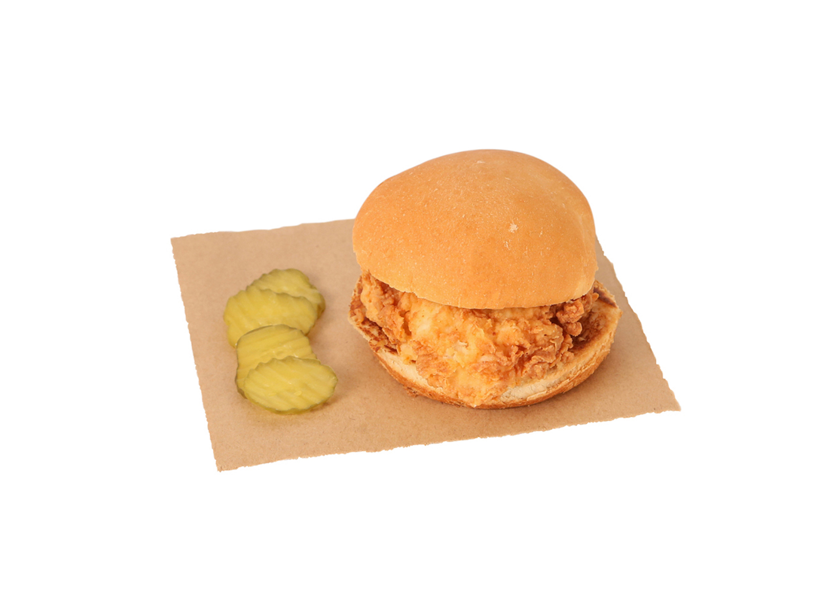 crispy chicken sandwich served with pickles