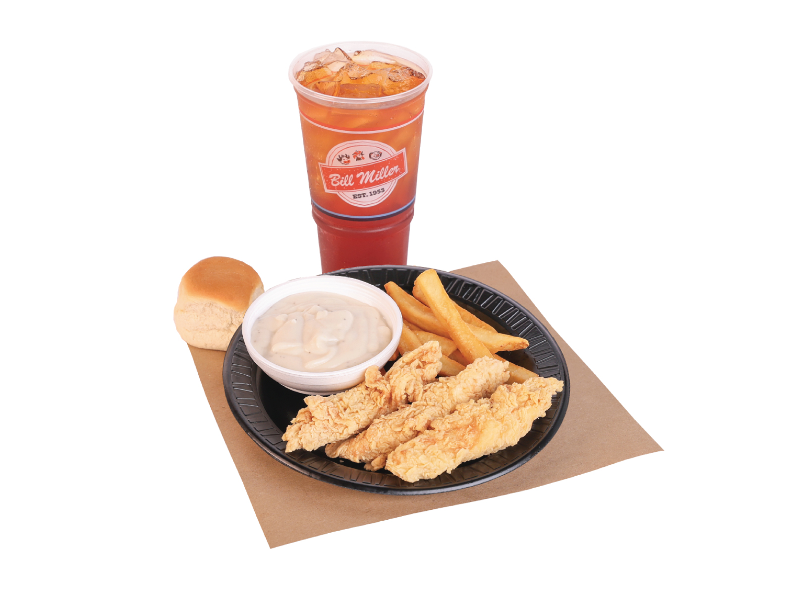 3pc tender with one side and an iced tea.