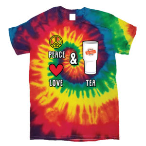 Tie dye Peace, Love & Tea T-shirt