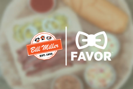 Bill Miller and Favor logo in front of a Bill Miller small family pack.