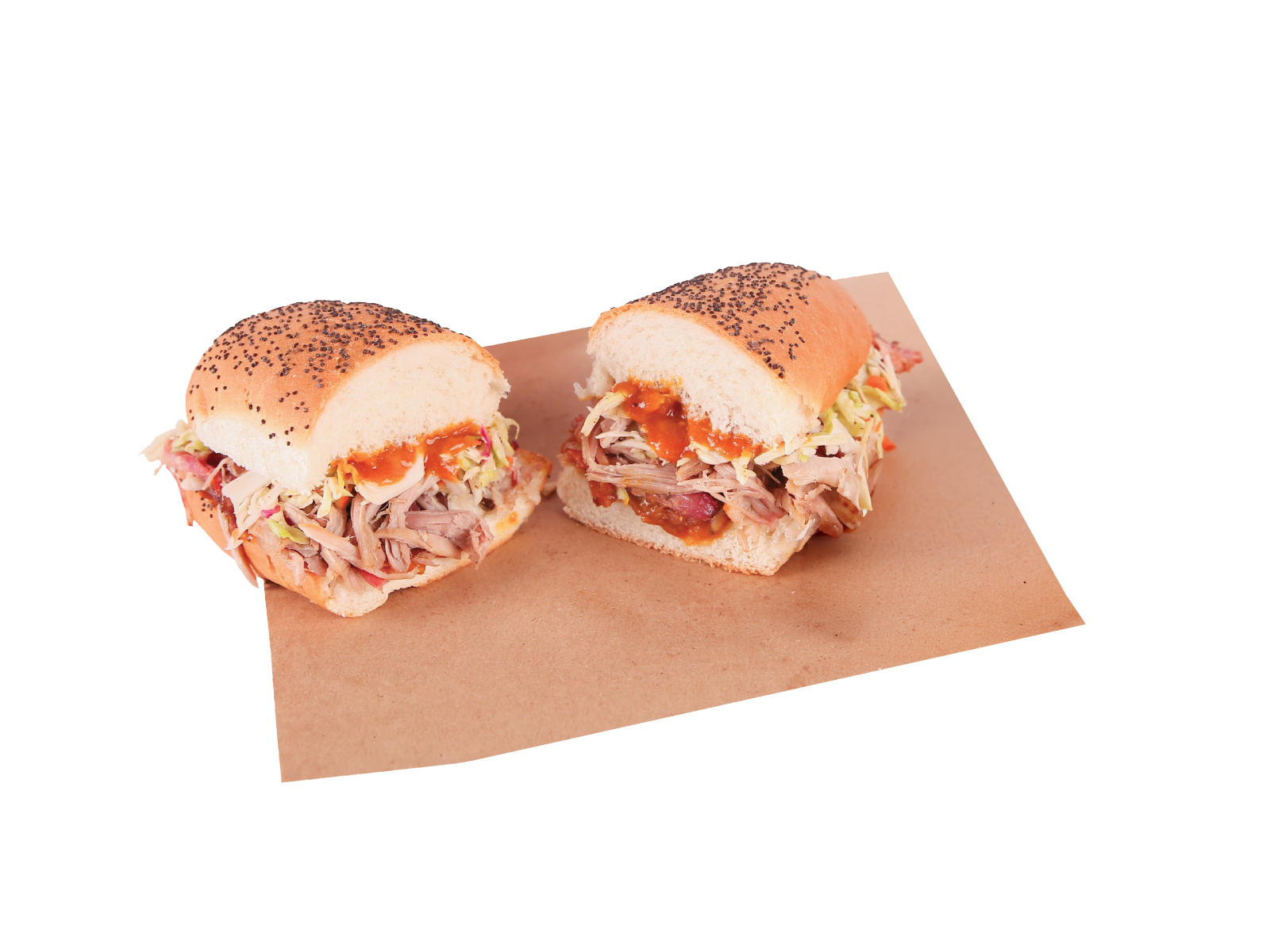 Pulled Pork sandwich on a brown butcher paper